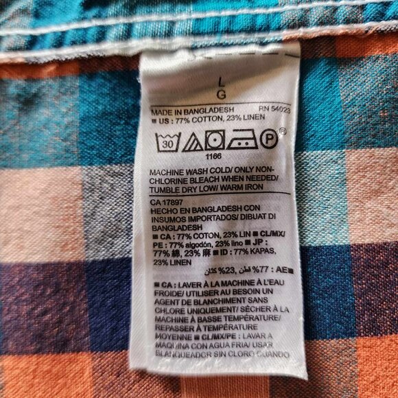 Old Navy cotton linen plaid button down shirt - Picture 6 of 9